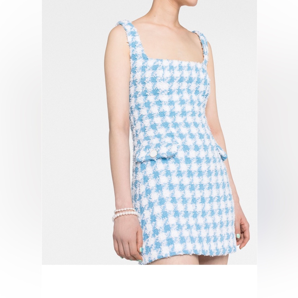 Rowen Rose houndstooth tweed mini dress